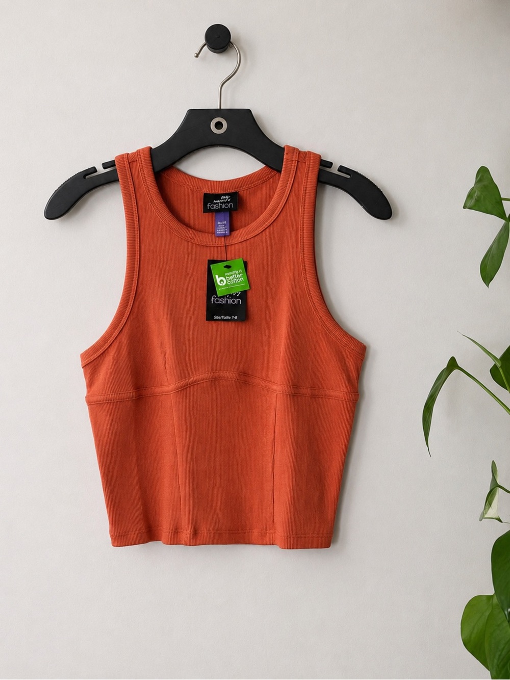 My Sister’s Fashion Ribbed Crop Tank Top Women’s XL Orange Sleeveless NWT